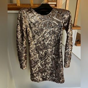 Karen Millen Gold Sequin Dress- Long Sleeves